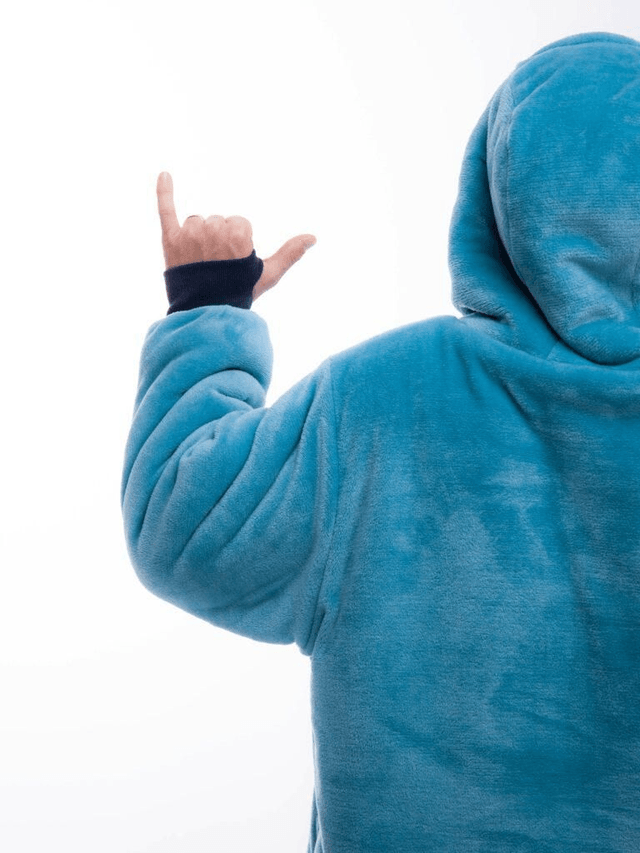 All In Poncho Plaid 100% Recycled Polyester Super Soft Blue